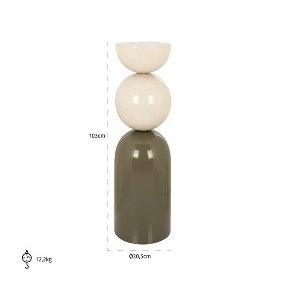 Stolik BISOU Fi30,5cm Beżowy/Zielony