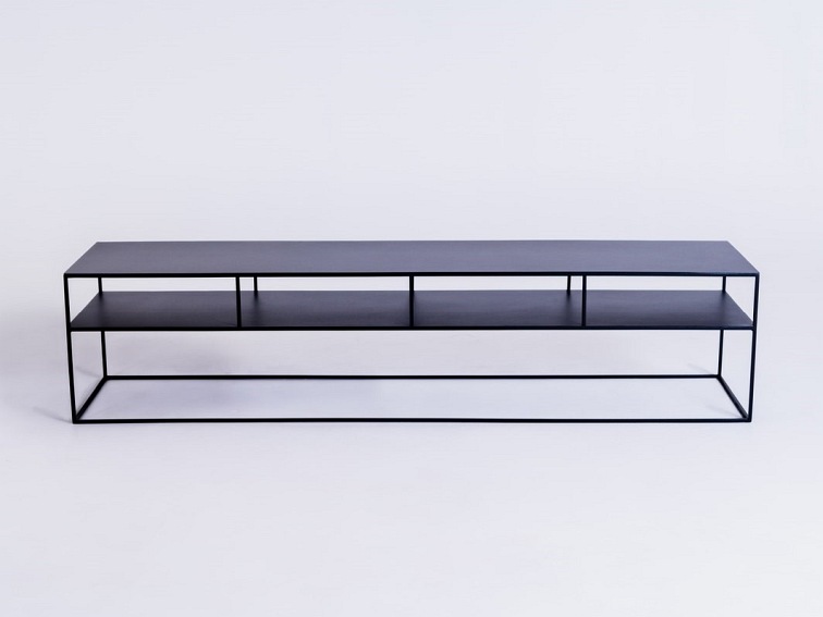 Stolik RTV Tensio 2 Floor Metal 200x45 Czarny
