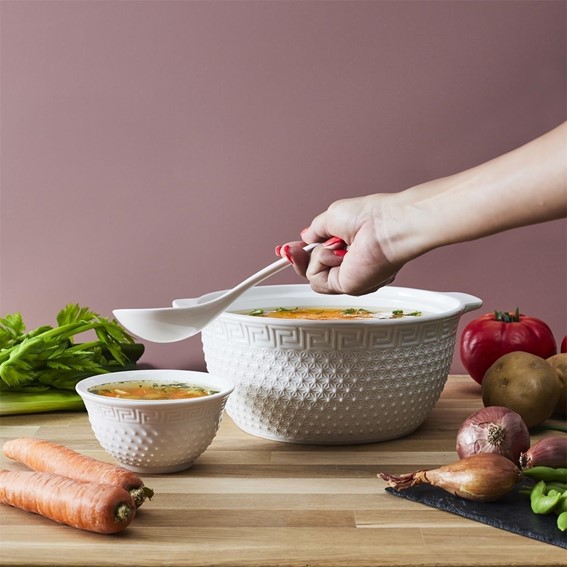 Zestaw do Serwowania Zup Waza, Łyżka, 6 Miseczek