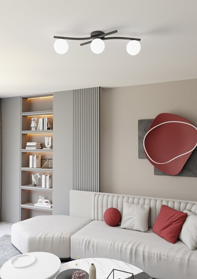 Lampa Wisząca OPUS 3 Czarny/Opal