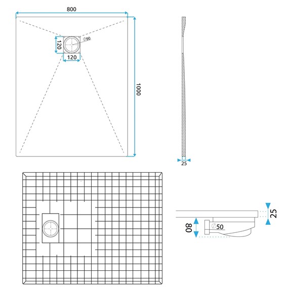Brodzik Prysznicowy MAGNUM CARRARA 80x100 Czarny