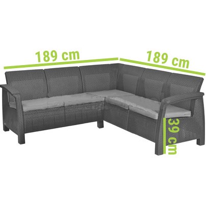 Zestaw Ogrodowy Narożnik + Stoliczek Corfu Relax Grafit