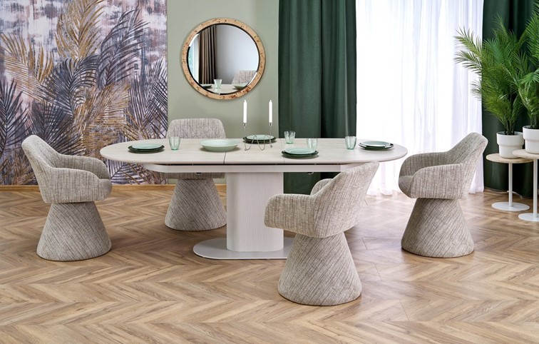 Stół Rozkładany FALONE (180-220)x90 Jasny Trawertyn/Kaszmirowy