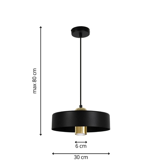 Lampa Wisząca Massimo 1B Czarny/Złoty