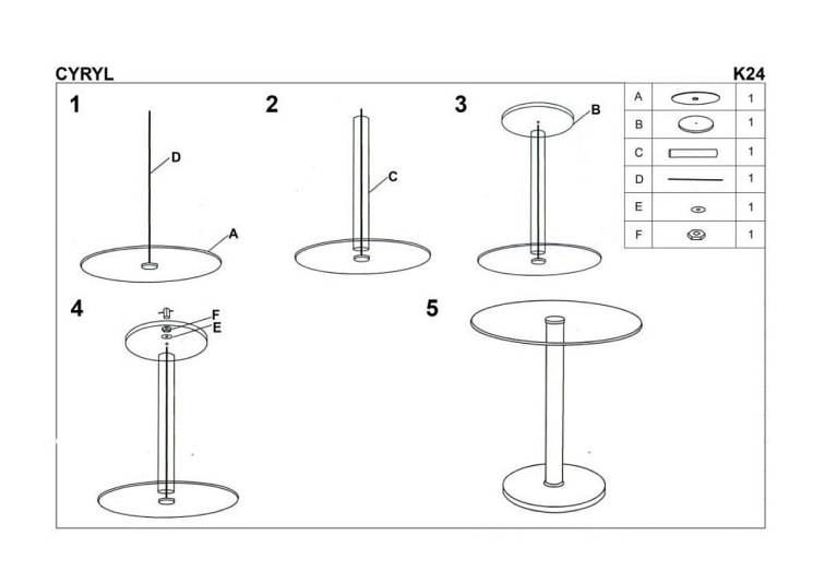 Stół Okrągły CYRYL fi80 Szkło Bezbarwny