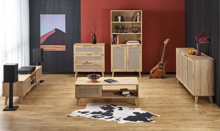 Regał BORNEO REG1 Dąb Artisan/Czarny