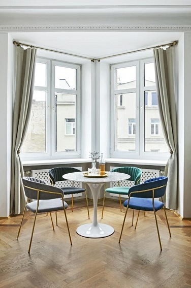 Stół TULIP MARBLE fi90 Biały/Marmur