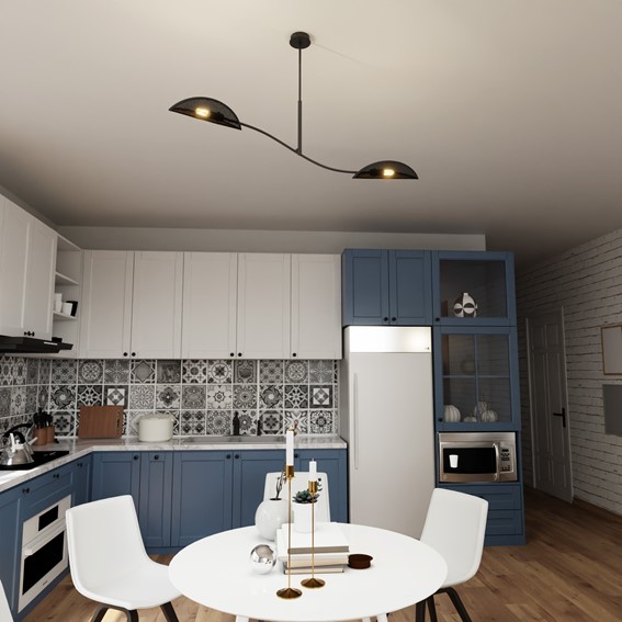 Lampa Wisząca LOTUS 2 Czarny/Złoty