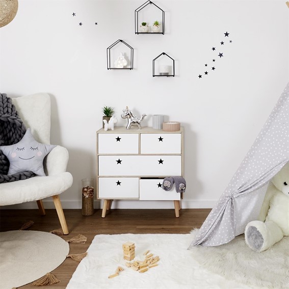 Komoda ETOILE Naturalny/Biały