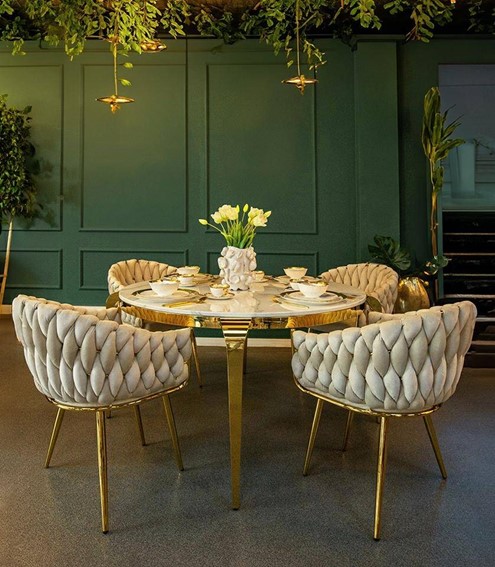 Stół MAISON 130 Marmur/Złoty