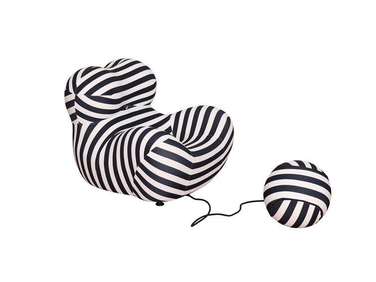 Fotel z Podnóżkiem N31-5 Biały/Czarny