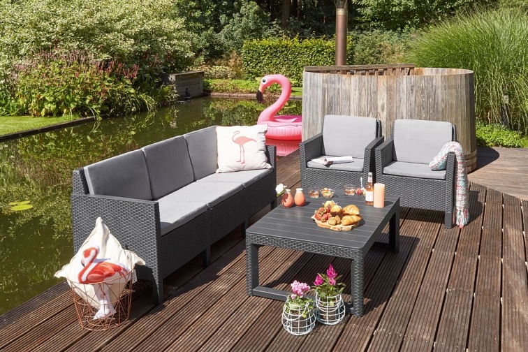 Stół Ogrodowy Lyon 71x116x40(65) Grafit