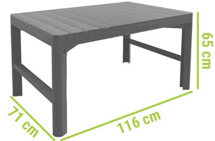 Stół Ogrodowy LYON 71x116x40(65) Brązowy