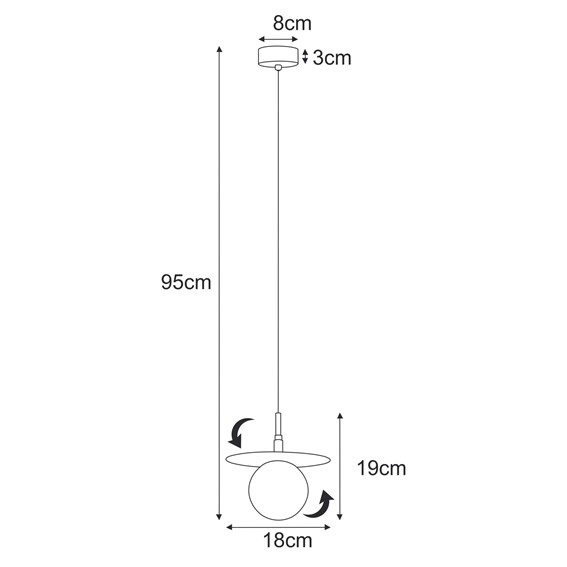 Lampa Wisząca SANTE K-5370 Czarny/Biały