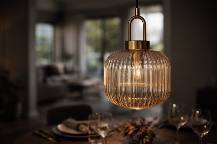 Lampa Wisząca ARIA K-5896 Czarny/Bursztynowy