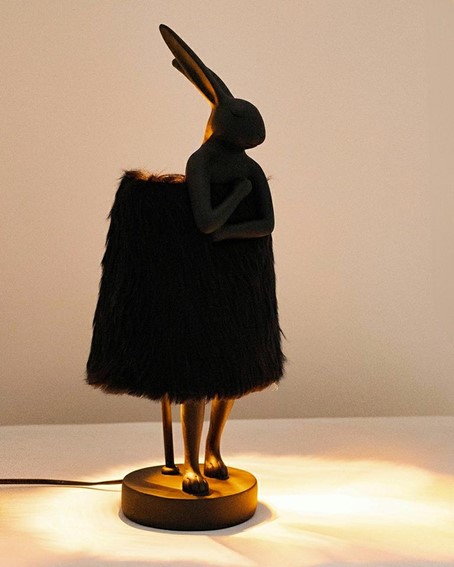 Lampa Stołowa RABBIT FUR 50 cm Czarna/Złota