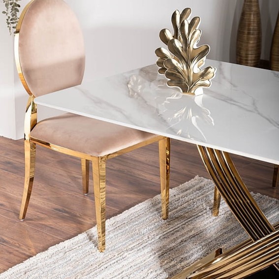 Krzesło KING Velvet Złoty/Beżowy Bluvel 28