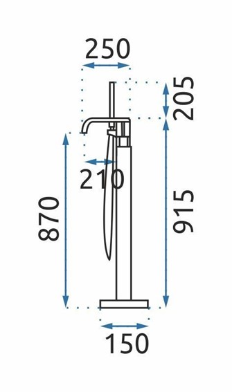 Bateria Wannowa Podłogowa CARAT Złoty Szczotkowany