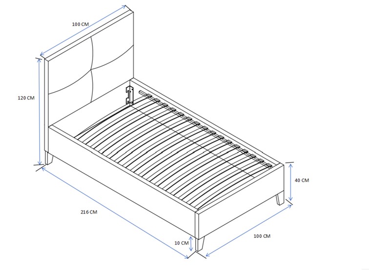 Łóżko Tapicerowane LT2-FX 90x200 Beżowy