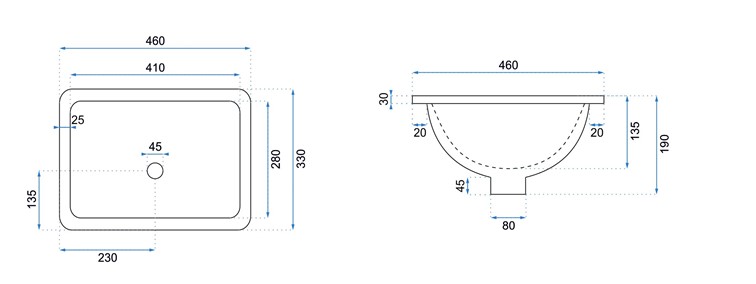 Umywalka Podblatowa ADELA Biały