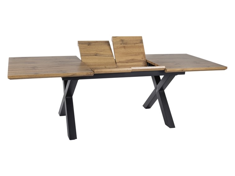 Stół XAVIERO II (160-240)x90 Czarny/Dąb Artisan