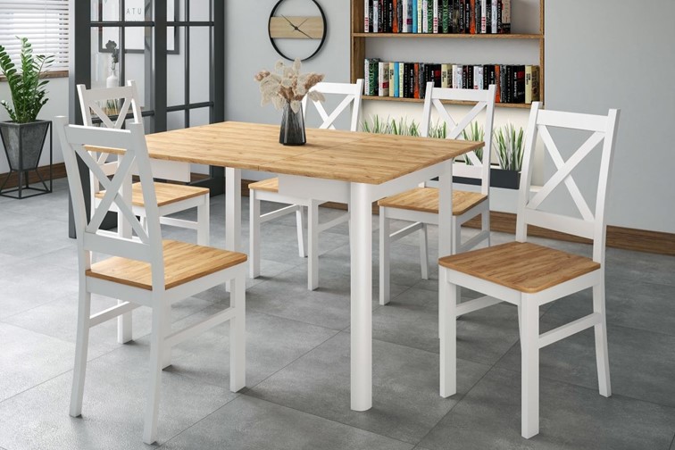 Krzesło CARLO Biały/Dąb Złoty Craft