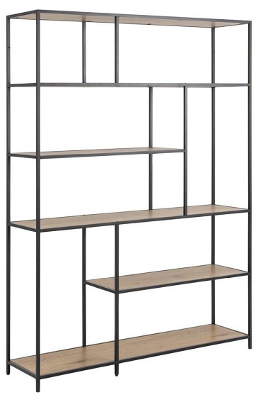 Regał Seaford XIV 35x135x185 Dąb/Czarny