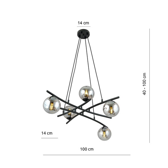 Lampa Wisząca ESSA 5 Czarny/Grafitowy