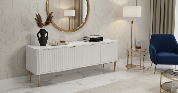 Komoda RTV STILIG ST709 Biały/Złoty