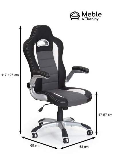 Fotel Gamingowy Obrotowy LOTUS Czarny/Popielaty