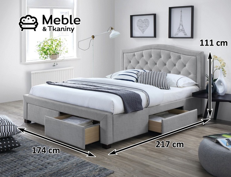 Łóżko ELECTRA 160x200 Szary + Materac FAMILY MAX