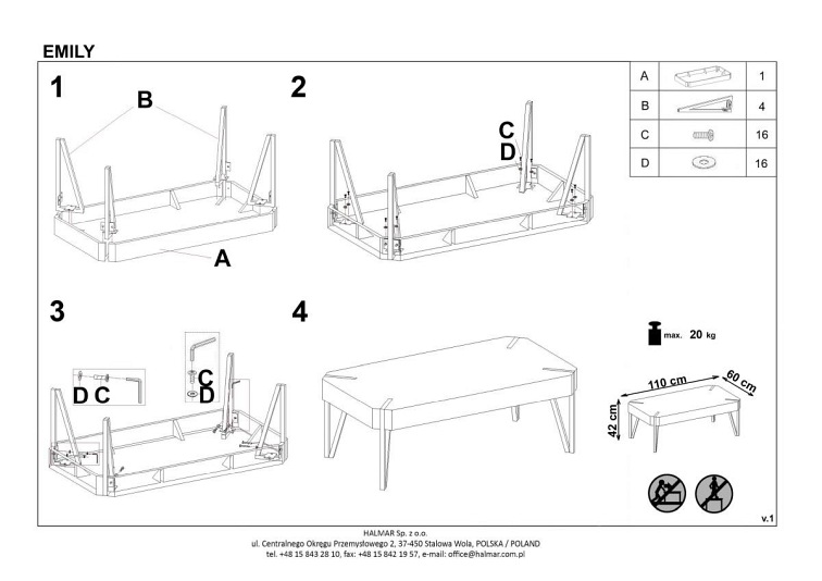 Ława EMILY Dąb Złoty/Czarny
