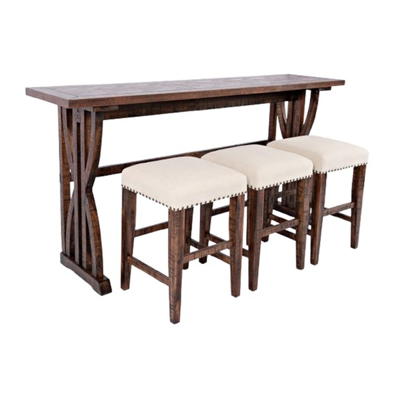 Stół Barowy z Hokerami AVOLA AV1931-74 188x46cm Brązowy