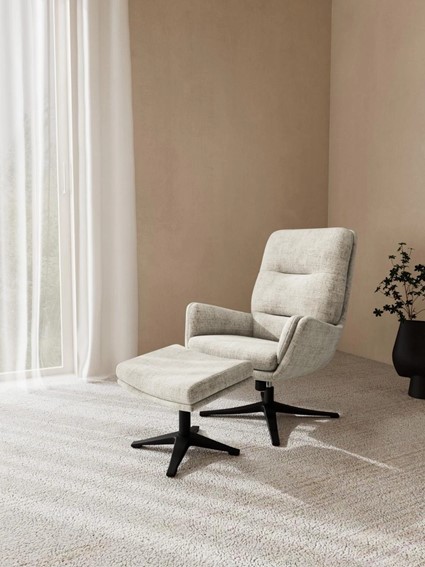 Fotel SUTON z Podnóżkiem Beżowy
