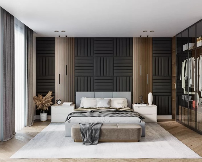 Panel Tapicerowany Ścienny TRINITY 70x10 Grafitowy