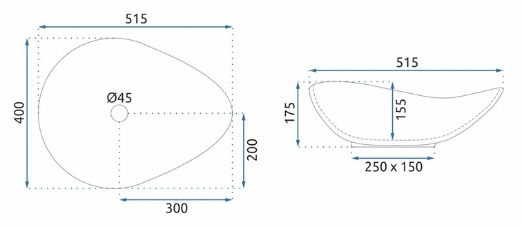 Umywalka Nablatowa DORA STONE Szary