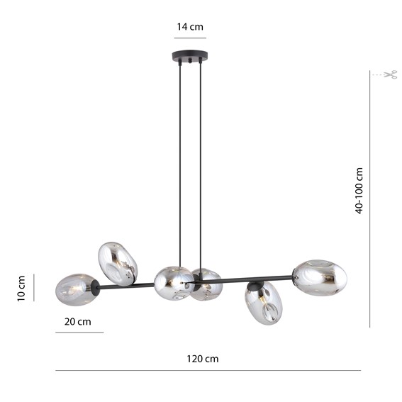 Lampa Wisząca PANDORA 6 Czarny/Grafitowy