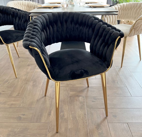 Krzesło IRIS LUX Welur Złoty/Czarny