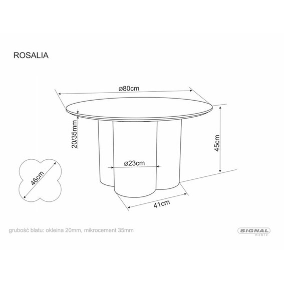 Ława ROSALIA Fi80cm Ciemny Beż Mat