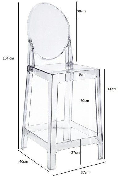 Stołek Barowy VIKI 65cm Transparentny