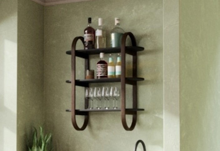 Półka Ścienna BELLWOOD Czarny/Orzech