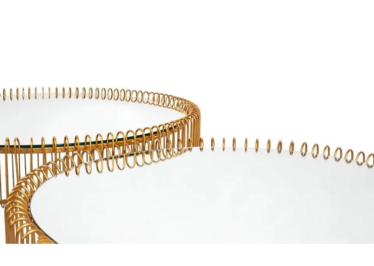 Zestaw Stolików Kawowych WIRE Mosiądz