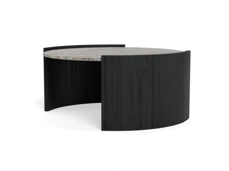 Stolik ZAFRA fi95 Marmur/Czarny