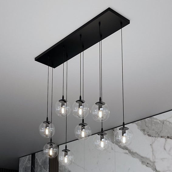 Lampa Wisząca COSMO 9 Czarny/Transparentny