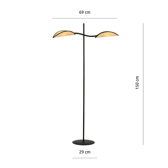 Lampa Podłogowa LOTUS LP2 Czarny/Naturalny