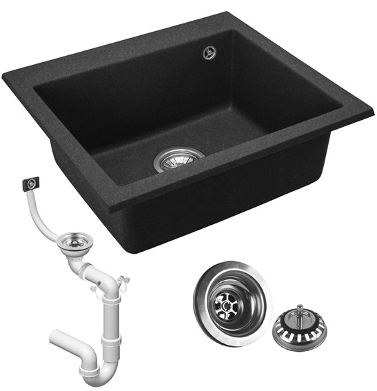 Zlewozmywak Granitowy WEST XL + Syfon Czarny Nakrapiany