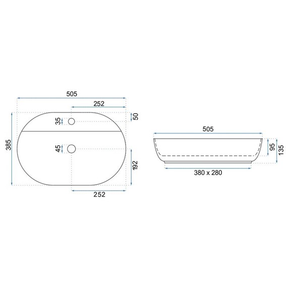 Umywalka Nablatowa AURA 51 Biały Mat