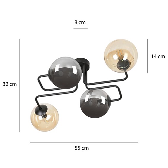 Lampa Sufitowa BRENDI 4 MIX2 Czarny