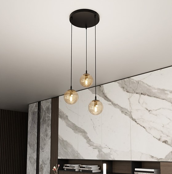 Lampa Wisząca COSMO 3 PREMIUM Czarny/Miodowy
