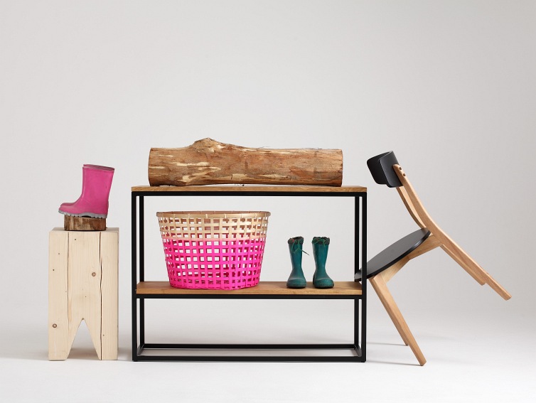 Konsola Julita Solid Wood 75-2F 100x30 Dąb/Czarny